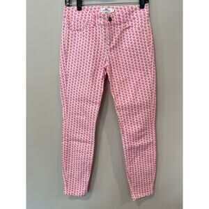 Vineyard Vines Denim Pants 2 Women Pink/White Seashell 5-Pocket Straight 2079